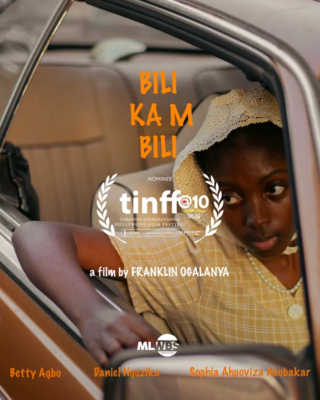 Bili kam Bili poster: a young woman in a lace bonnet looks back from a car window, TINFF 2026 nominee laurel